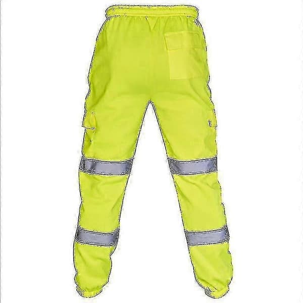 Säkerhetsarbetsbyxor för vuxna, hög synlighet, elastisk midja, svettbyxor Green XL