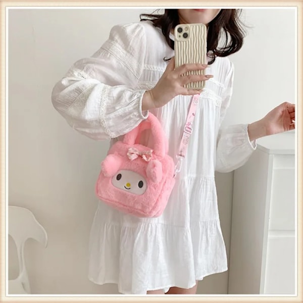 Kawaii Plysch Sanrio Väska för Barn Anime Cinnamoroll Plysch Ryggsäck pink