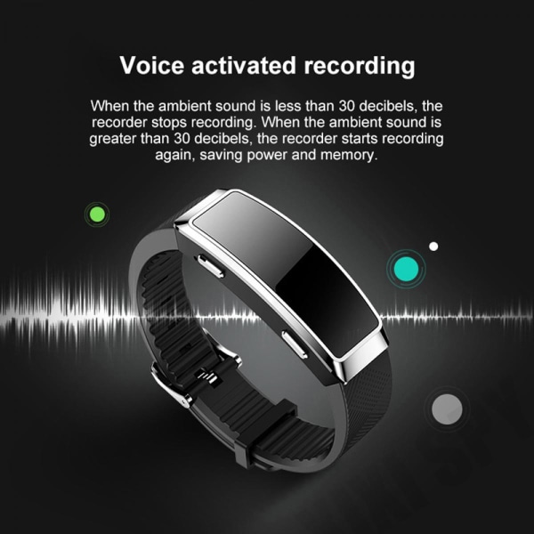 16GB bandspelare Armbandsaktivering Mini Audio Professionell röstbandspelare Liten spelare Spåra Digital Lyssna Inspelning | Digital inspelare