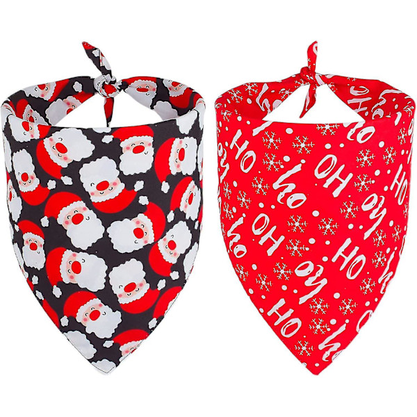 2-pakning Hunde Bandana Jule Hunde Skjerf Reversibel Trekant Bibs Tørkle Sett Kjæledyr Jule Tilbehør