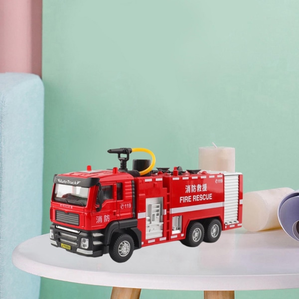 Barns brandbil leksak med lätt brandbil spiraltrappa bygga vattentank lastbil 043