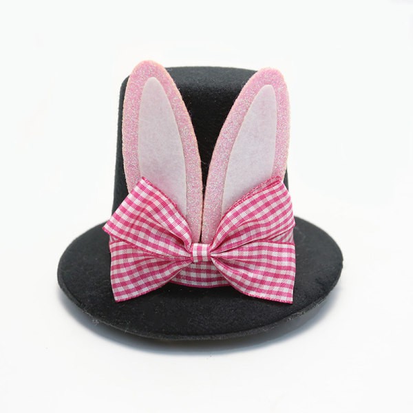 Ny påskfest Hårklämma Hatt Bow Bunny Ears High Hat Pink