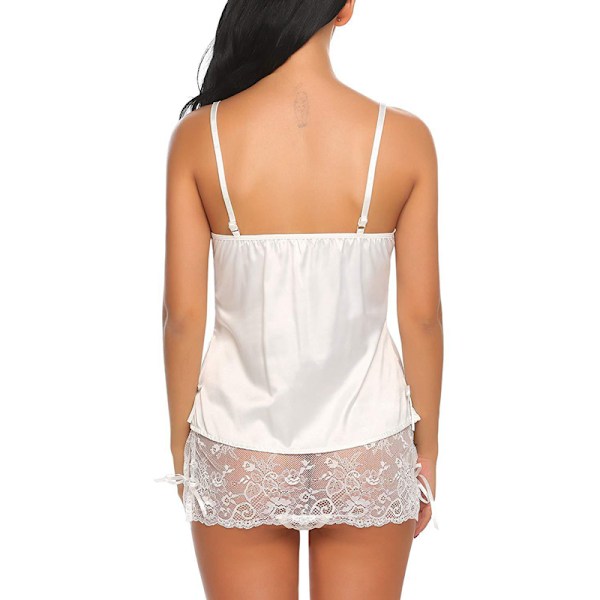 Sommarväst Nattkläder Sexig Dam Spets En-del Pyjamas Set Vit White S