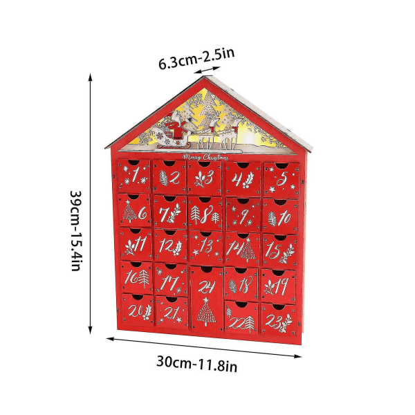 Jul Nedräkningskalender Trä 24 Lådor Barns Självlysande Liten Present Godis Lådförvaringsbox Holy tag