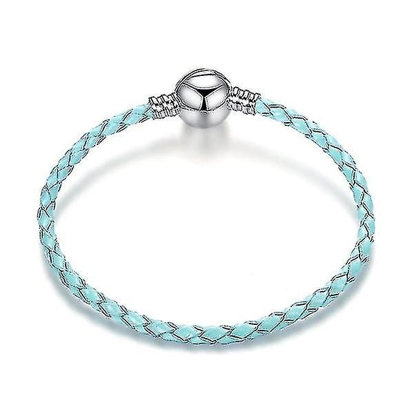 Silver Läderrep Armband Europeiskt Charmarmband För Pandora Armband Black