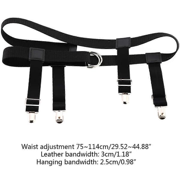 Elastisk unisex-belte med strømpeholdere og bukseklips Black