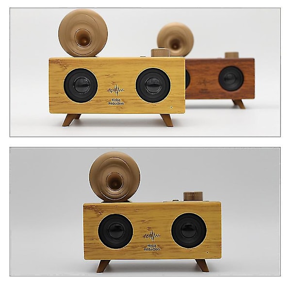 1 stk. Bluetooth-højtaler, B6 Træ Retro Trådløs Bluetooth-højtaler Radio Bærbar Udendørs Desktop Lille Audio Subwoofer, Dobbelte højtalere, Kompatibel Wi