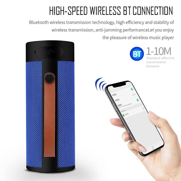 Trådlös Bluetooth 5.0 högtalare för utomhusbruk, subwoofer, multifunktionell bärbar musikspelare, stereohögtalare, minihögtalare | (svart)