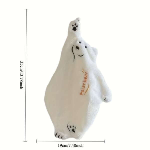 Sæt med 2 søde håndklæder med isbjørn, designet til at hænge 【white】 2pcs