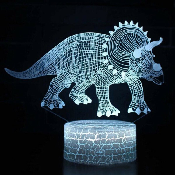 (Triangel Generation) Barn 3D Magisk Dinosaur Skrivbordslampa LED Nattljus Touch Control Dekoration Present