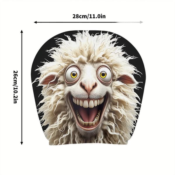 2 st Crazy Sheep Tryckta Nackstödsskydd, Enkel Installation och Tvätt 2pcs