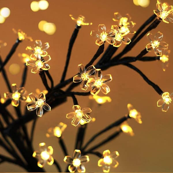 Lewondr 45 cm LED Light Tree, Christmas Lighting Battery Operated LED Bonsai Tree Cherry Tree with 48 Flowers Light Source Christmas Decoration