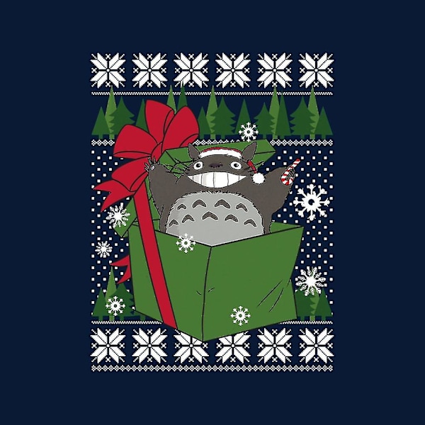 Totoro I En Æske Studio Ghibli Jule Strik Mønster Dame Sweatshirt Small