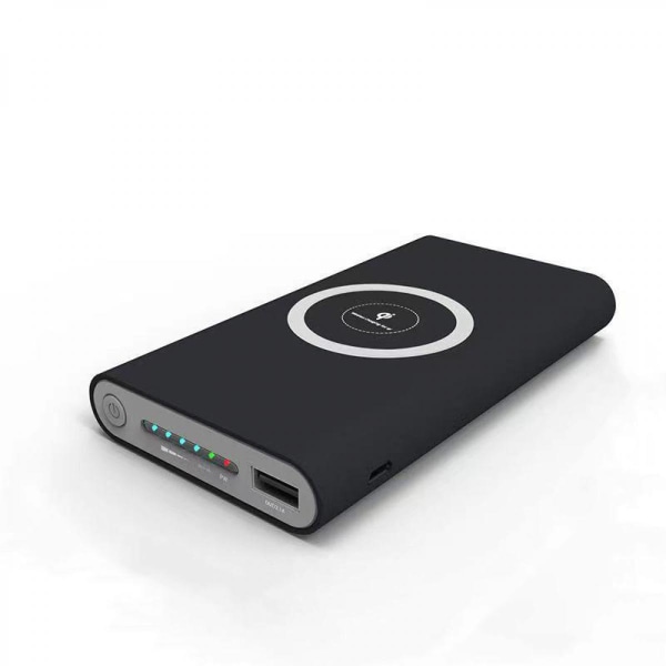 Qi Wireless Power Bank 10000MAH, snabbladdning externt batteri (svart)