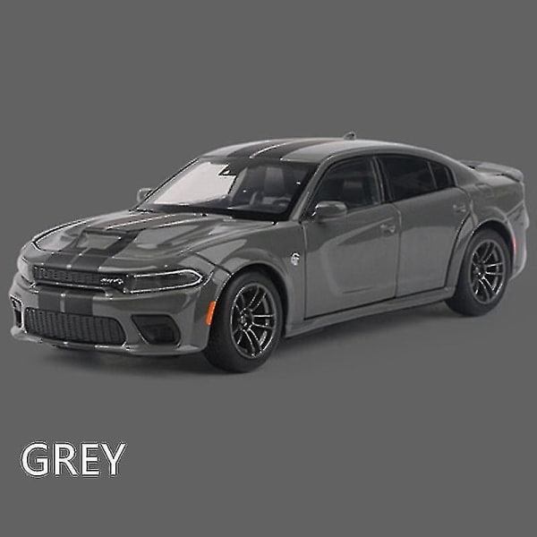 1:32 Dodge Challenger Srt Alloy Sportbilsmodell Diecast Toy Metal Muscle Car Model Simulering Ljud och ljus Barngåvor Hellcat Grey