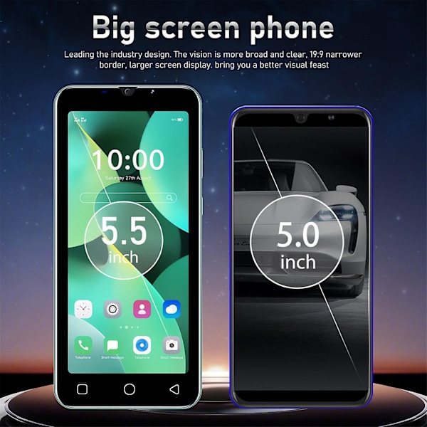 5,5 tums Smartphone Dual Sim Android Spel HD-kamera Wifi Portabel Mobiltelefon