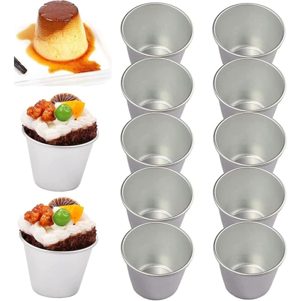10st puddingformar, 10st aluminiummuffinsformar Dariole-formar Nonstick-minibakformar Handfat Äggtårta molds L
