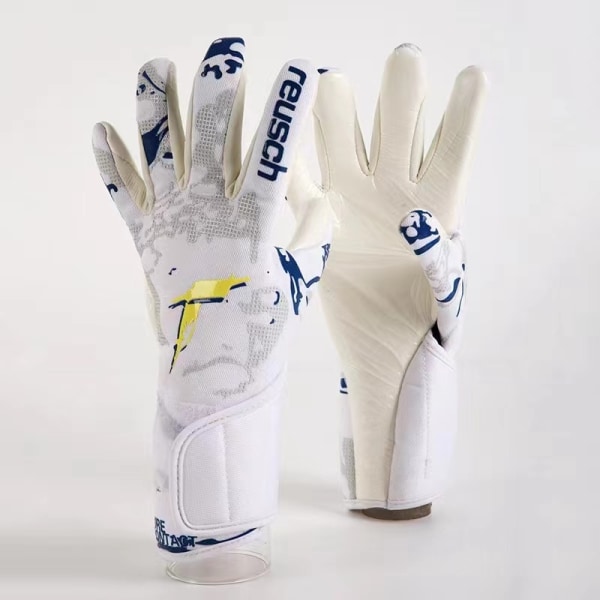 Latex Målvaktshandskar Förtjockade Fotboll Professionellt Skydd Vuxna Tonåringar Målvakt Fotbollshandskar White Size 9