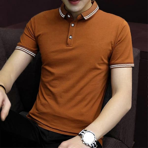 Miesten golf-poolopaidat lyhythihaiset Brown 3XL