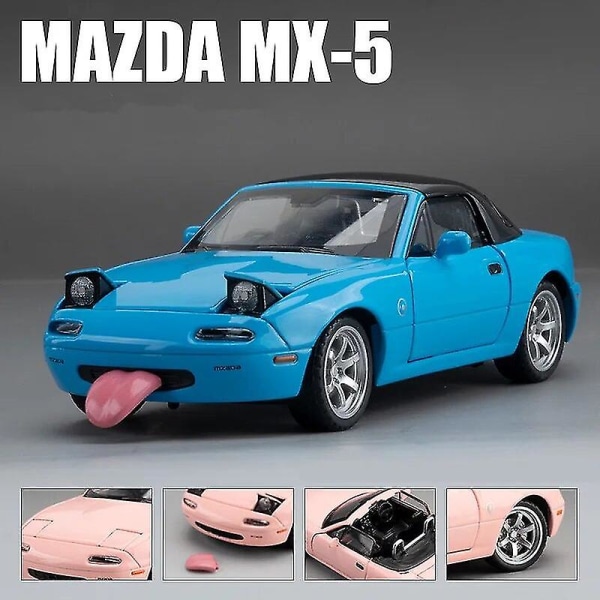 1:32 Mazda Mx-5 Alloy Sportbil Modell Diecasts Metal Racing Car Vechiles Modell Ljud Ljus Simulering Samling Barnleksaker Gåva Ingen låda Blue