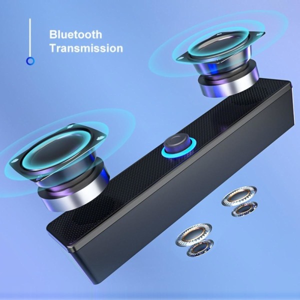 Svart USB Bluetooth högtalare Trådbunden högtalare 360° Surround Bass Trådlös högtalare Bluetooth 5.0 Stereo Subwoofer