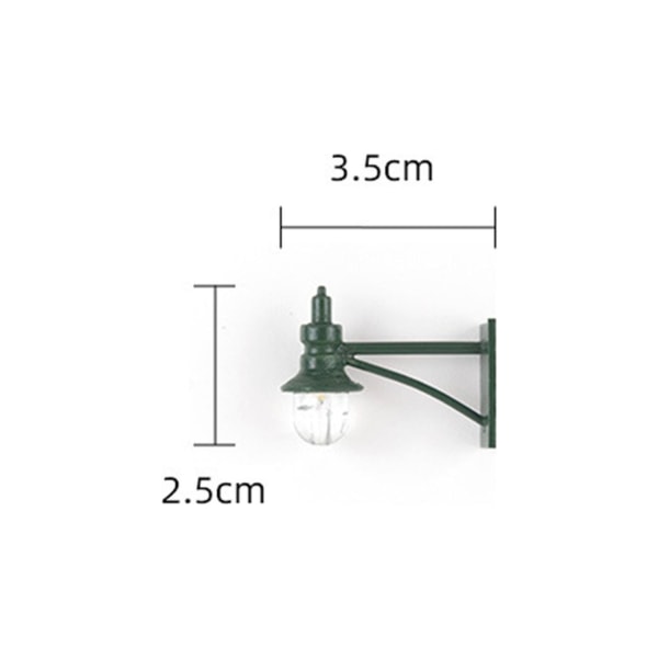 Vägglampa i skala 1:87 utomhuslampa scenlampa varmgrön