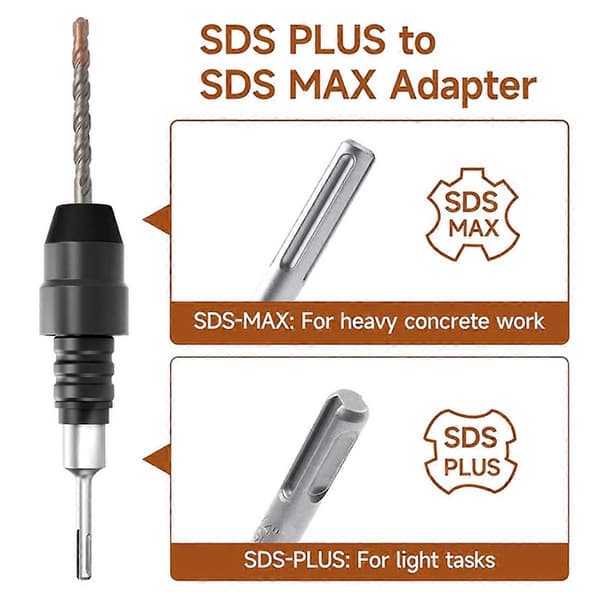 1 stk. adapter fra SDS Plus til SDS Max til borehammer