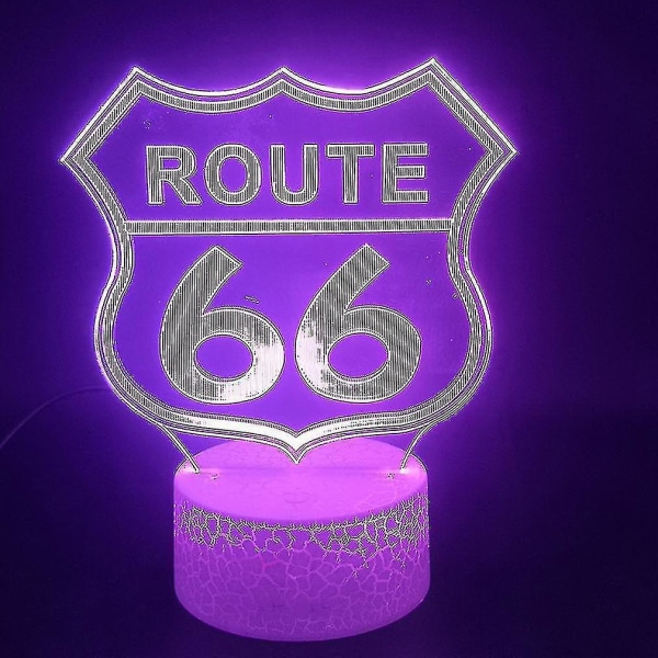 Us Highway 66 3D LED Nattlampa Sovrum Bordslampa Färgskiftande