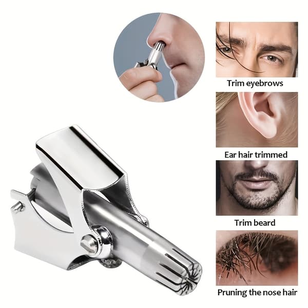Nesehårstrimmer i rustfritt stål | Manuell, vanntett Silvery model*1pc