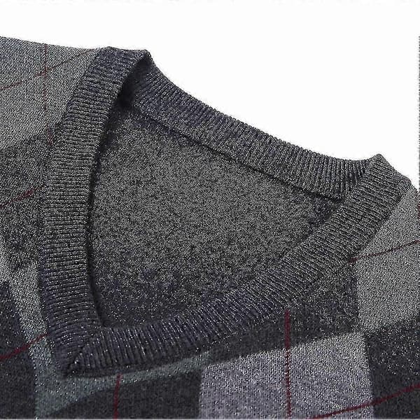 2025 Yynuda Herr Cashmere Pullover Ullblandning Ärmlös Stickad V-ringad Tröja Dark Grey S