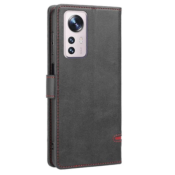 För Xiaomi 12 Classic Plånboksfodral i Läder Black