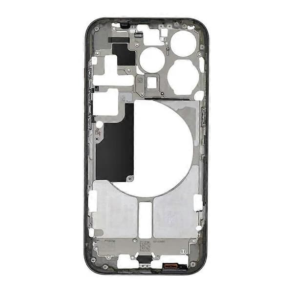Midtramme-rammeplate med sideknapper + kortbrett for iPhone 15 Pro Black US Version