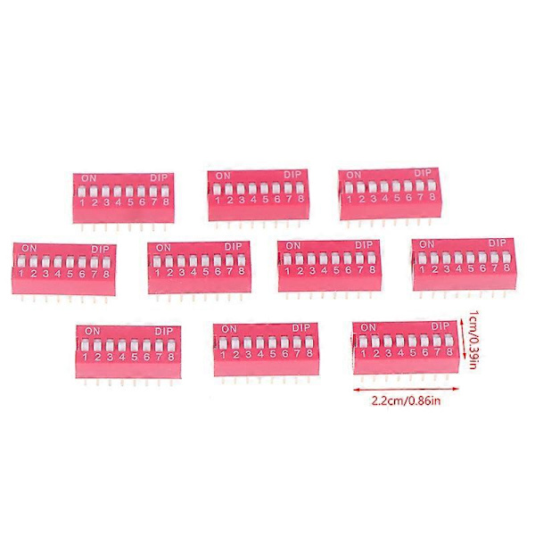 10 stk. Slide Type Switch Module 1 2 3 4 5 6 8PIN 2.54mm DIP Rød Pitch Toggle Switch Rød Snap Switch Dial Switch IGMOPNRQ A7