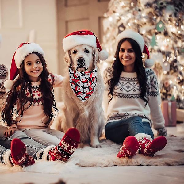 2-pakning Hunde Bandana Jule Hunde Skjerf Reversibel Trekant Bibs Tørkle Sett Kjæledyr Jule Tilbehør