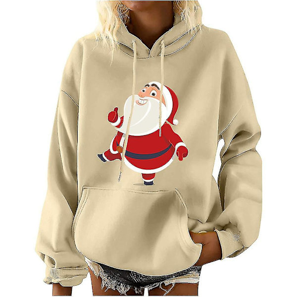 Jul-hoodie Dam Jul Tomte Huvtröja Sweatshirt Pullover Hoody Topp