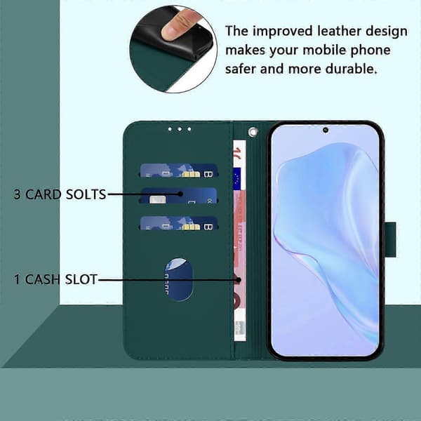 PU-deksel i solid farge for Redmi Note 14 Pro 5G / 14 Pro+ 5G Dark Green
