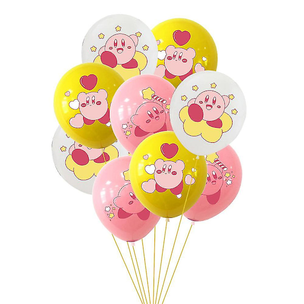 Star Kirby-tema Bursdagsfest Utstyr Sett Ballonger Banner Kake Toppere Dekorasjonssett