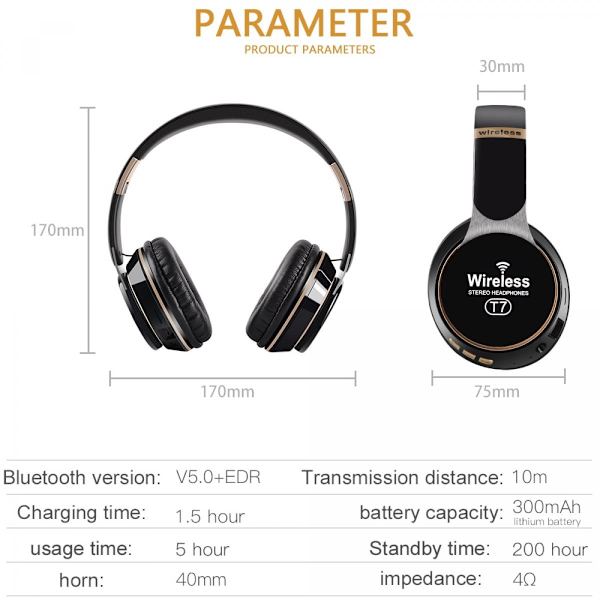 Langattomat kuulokkeet Bluetooth-kuulokkeet kokoontaitettavat stereokuulokkeet pelikuulokkeet mikrofonilla PC-matkapuhelimelle MP3 |