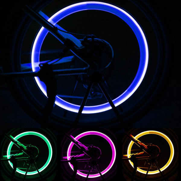 4st Bilhjul Led-ljus Motorcykel Cykelljus Cap Dekorativ lykta Cap Blixt eker Neonlampa