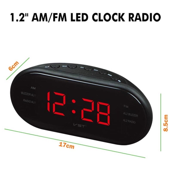 AM/FM LED-radioklocka med dubbla larm Sömn Fritidsfunktion Power Stor Digital Desktop Sovrum Digital Klockradio Gåva |