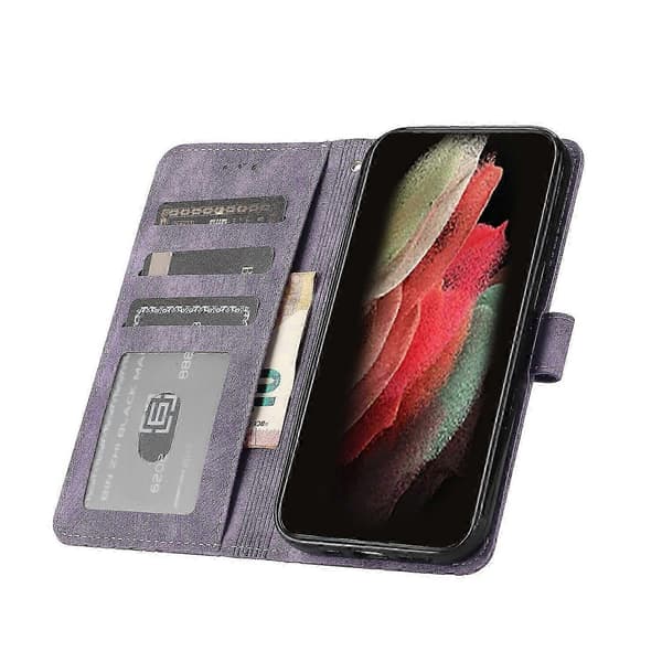 Etui til Samsung Galaxy S21 FE 5G Flip Folio-deksel med sommerfugl E... Purple