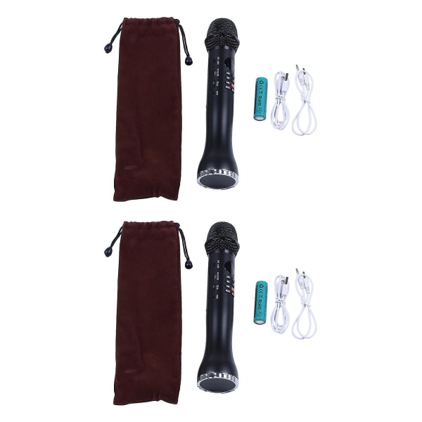 2x professionell musikalisk mikrofon Trådlös högtalare Bärbar Bluetooth mikrofon för handhållen kond