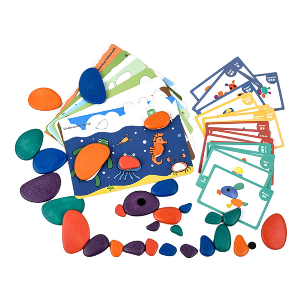 Träpusselblock set färgglada Montessori pedagogiska leksaker