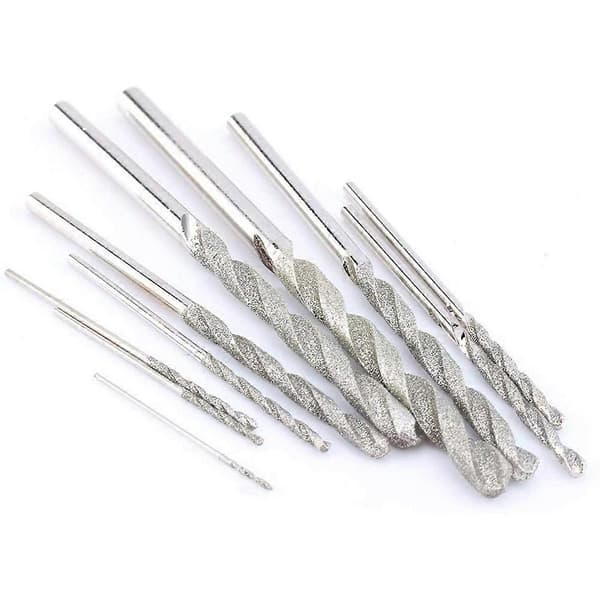 10 Stk Diamantbor Sæt Twist Diamantspids Bor Kraftig Mini Diamantbor Sæt silver