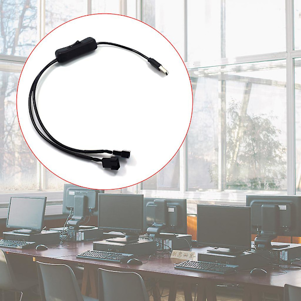 40cm USB - 3-nastainen / 4-nastainen PWM 5V tuulettimen virtasovitin kaapeli virtakytkimellä