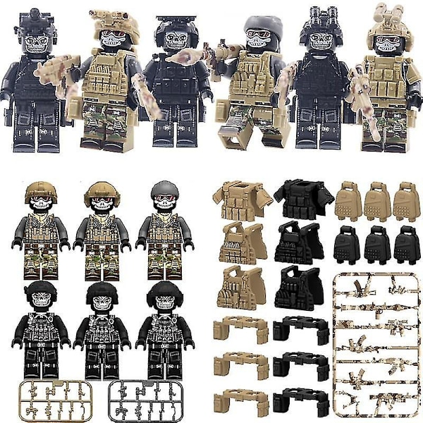 Kvalitets Høj Militær Våben Camouflage Ghost Specia Force Soldat Swat Taktisk Vest Tilbehør Minifigurer Dele Byggeklodser Legetøj
