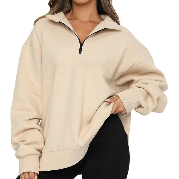 Tröja med kvartslång dragkedja dam 1/4 dragkedja kläder för tonårstjejer | Gymtröjor för damer avslappnade långärmade sweatshirts för utomhusträning L