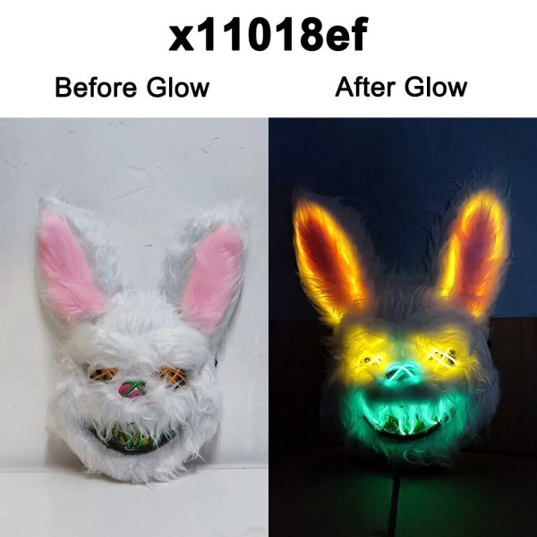 Lysande Kaninmask med EL-tråd för Karneval, Maskerad LED-Kaninmask, Glödande Halloweenfestmask för Födelsedag, Bröllopsfest, Cosplay-rekvisita