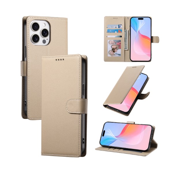 Skyddande läderfodral (för iPhone 17 Pro) Beige