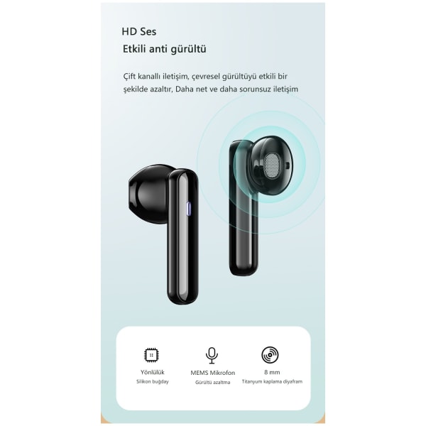 Brusreducerande LED-display IPX7 Vattentäta Inbyggd Mikrofon In-Ear Bluetooth Hörlurar - Svart